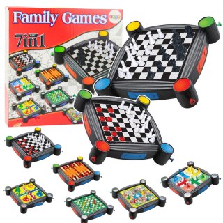 Zestaw Gier Planszowych 7w1 Warcaby Chińczyk Węże i Drabiny Tryktrak Ludo