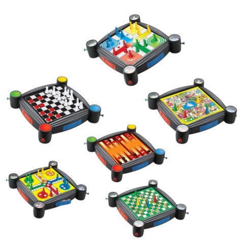 Zestaw Gier Planszowych 7w1 Warcaby Chińczyk Węże i Drabiny Tryktrak Ludo