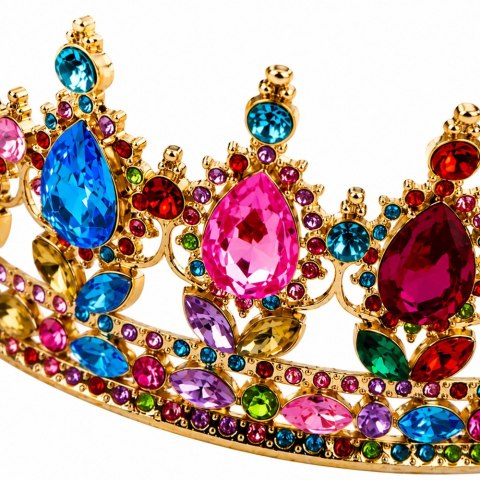 Metalowa Korona Księżniczki Królowej Kolorowe Kryształy Złota 12,5 cm