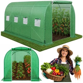 Tunel Ogrodowy Foliowy Szklarnia Na Warzywa Okna Zielony UV 4x2,5x2 M 10M²