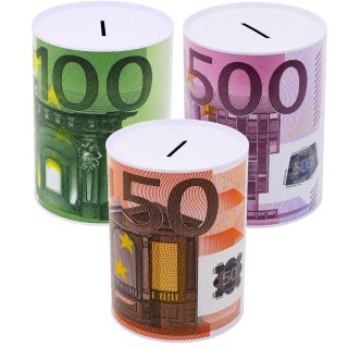Metalowa Skarbonka Puszka Banknot 50, 100, 500 Euro 16,5 x 12cm
