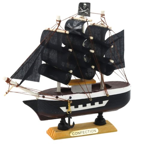 Model Kolekcjonerski Dekoracyjny Statek Żaglowiec Piracki Czarny 16x15cm