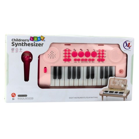 Elektroniczne Pianinko Edukacyjne Z Podstawką Na Nuty Mikrofon 24K Różowe