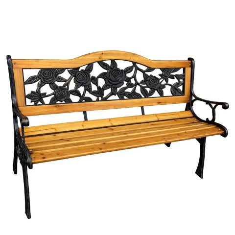 Ławka Ogrodowa Drewniana Metalowa Ławeczka Parkowa Ozdobna z Oparciem