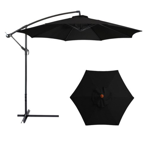 Parasol Ogrodowy Boczny Z Regulacją Pochyłu 350 x 250cm Czarny
