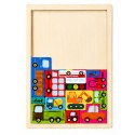 Drewniane Puzzle Łamigłówka Układanka Logiczna Pojazdy Kolorowe 23 el.