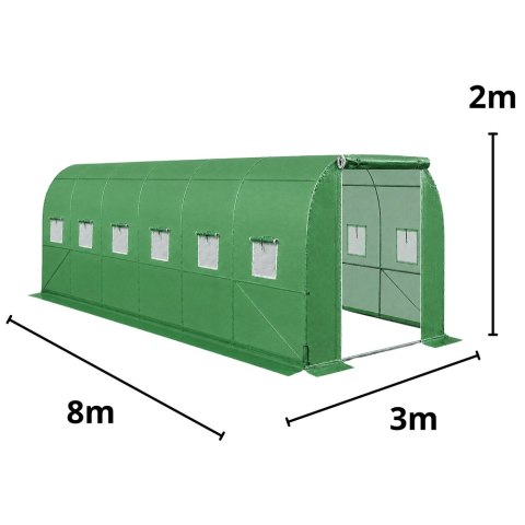 Tunel Ogrodowy Foliowy Szklarnia Na Warzywa PRO Stelaż 25MM 8x3x2M 24M²