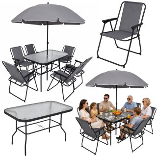 Zestaw Meble Ogrodowe Stół Krzesła Metalowe Parasol Na Balkon Taras Ogród