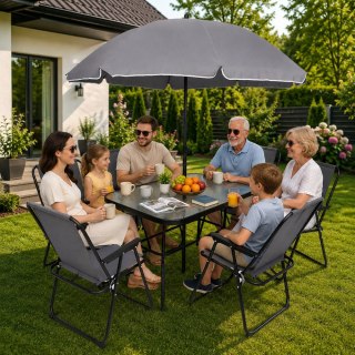 Zestaw Meble Ogrodowe Stół Krzesła Metalowe Parasol Na Balkon Taras Ogród