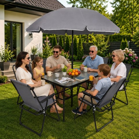 Zestaw Meble Ogrodowe Stół Krzesła Metalowe Parasol Na Balkon Taras Ogród