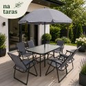 Zestaw Meble Ogrodowe Stół Krzesła Metalowe Parasol Na Balkon Taras Ogród