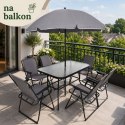 Zestaw Meble Ogrodowe Stół Krzesła Metalowe Parasol Na Balkon Taras Ogród
