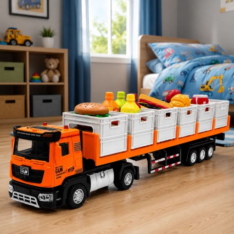 Ciężarówka Transportowa Na Baterie Produkty Spożywcze Pomarańczowa 1:40