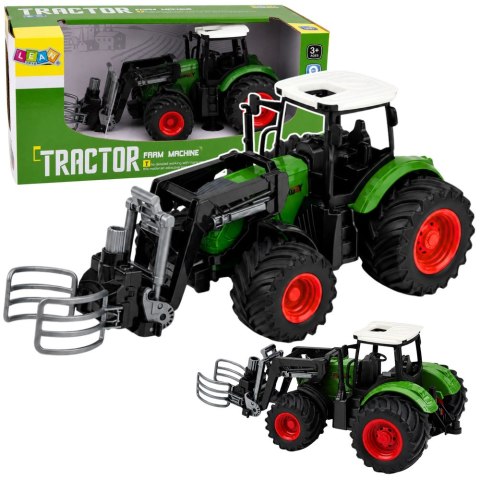Traktor Rolniczy Farmerski z Chwytakiem Do Bel Gumowe Koła Zielony 1:24