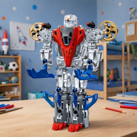 Robot Myśliwiec Bojowy 2w1 Światła Dźwięki Czerwono-Niebieski 29 el.