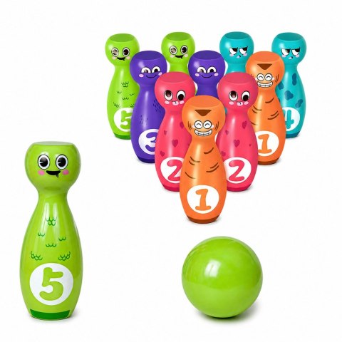 Kręgle Z Buźkami Edukacyjne Dla Dzieci Gra Zręcznościowa Sportowa 10 szt.