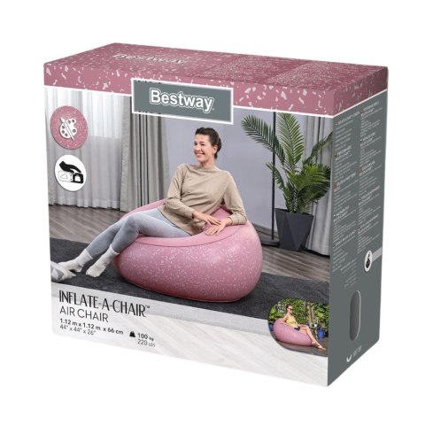 Fotel Dmuchany Siedzisko Różowy Inflate A Chair Bestway 75155