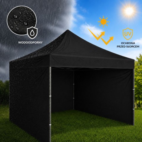 Namiot Ogrodowy Ekspresowy Pawilon Handlowy Cateringowy Czarny 3x3M
