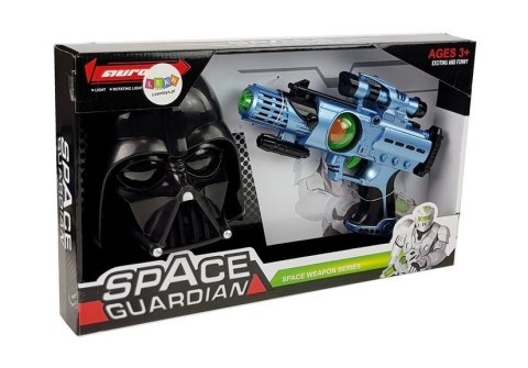 Zestaw Pistolet Laserowy Maska Wojownika Kosmosu Światła Dźwięki