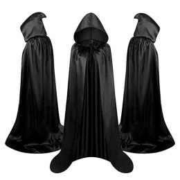 Peleryna Narzutka Z Kapturem Karnawałowa Halloweenowa Czarna 160cm
