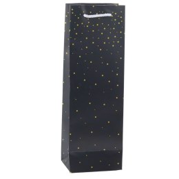 Torba Prezentowa Na Wino Butelkę Papierowa Złote Kropki 35 x 12 x 9 cm