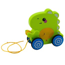 Dinozaur Na Sznurku Jeżdżący Do Ciągnięcia Dla Malucha Grzechotka Zielony